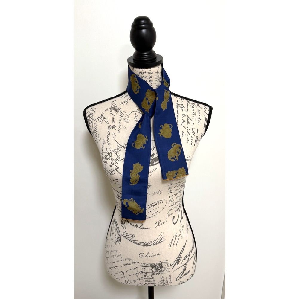 Vintage Scarf Womens One Size Blue Silk Ray Strauss Zodiac Astrology Print